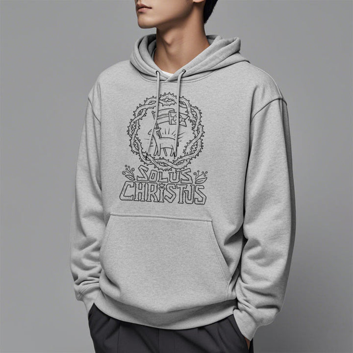 Christianartworkshop Modern Style Solus Christus Lamb Fleece Lined Polyester Hoodie - image 17