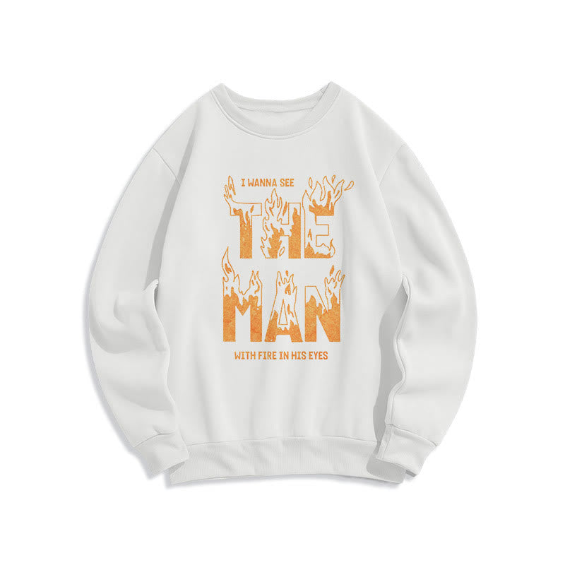 Christianartworkshop Quotation Style The Man With Fire in His Eyes Fleece Lined Polyester Sweatshirt - White - 2XL - image 8