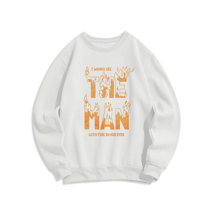 Christianartworkshop Quotation Style The Man With Fire in His Eyes Fleece Lined Polyester Sweatshirt - White - 2XL - image 8