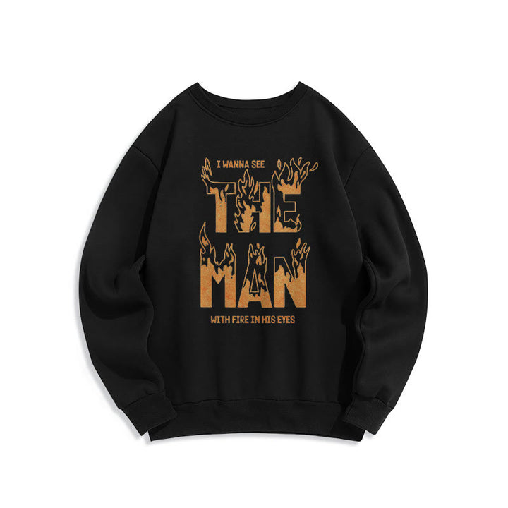 Christianartworkshop Quotation Style The Man With Fire in His Eyes Fleece Lined Polyester Sweatshirt - Black - 2XL - image 6