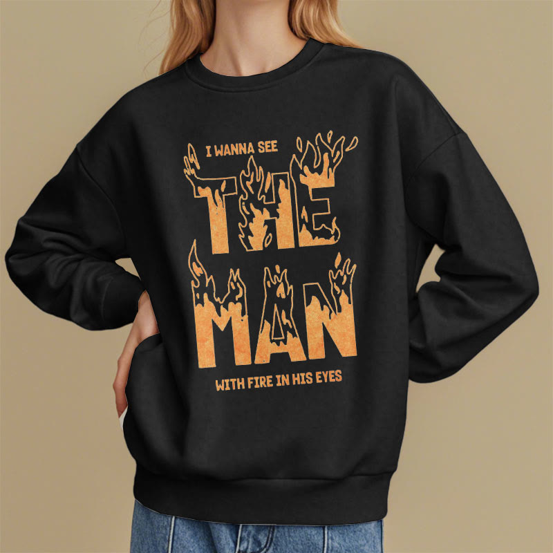 Christianartworkshop Quotation Style The Man With Fire in His Eyes Fleece Lined Polyester Sweatshirt - image 7