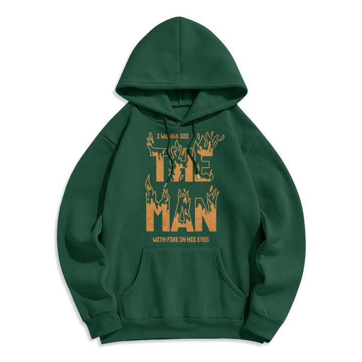 Christianartworkshop Quotation  Style The Man With Fire in His Eyes Fleece Lined Polyester Hoodie - Green - 2XL - image 14