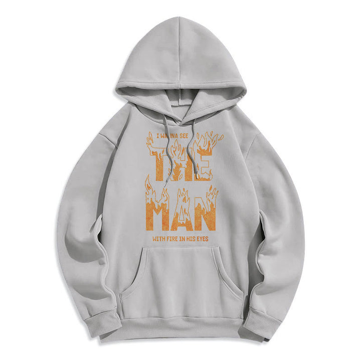 Christianartworkshop Quotation  Style The Man With Fire in His Eyes Fleece Lined Polyester Hoodie - Grey - 2XL - image 16