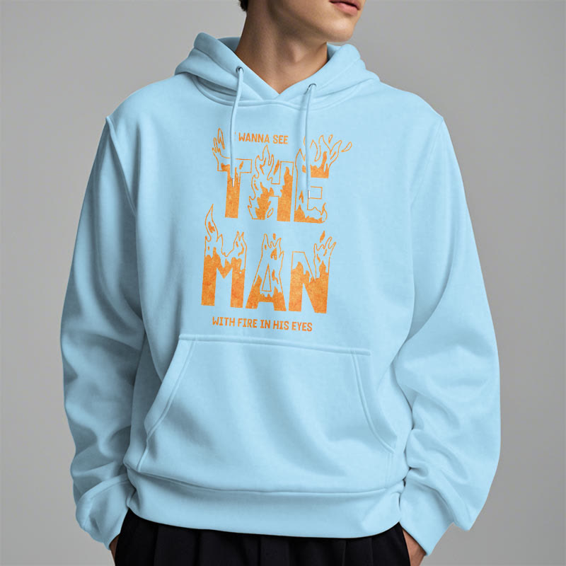 Christianartworkshop Quotation  Style The Man With Fire in His Eyes Fleece Lined Polyester Hoodie - image 5