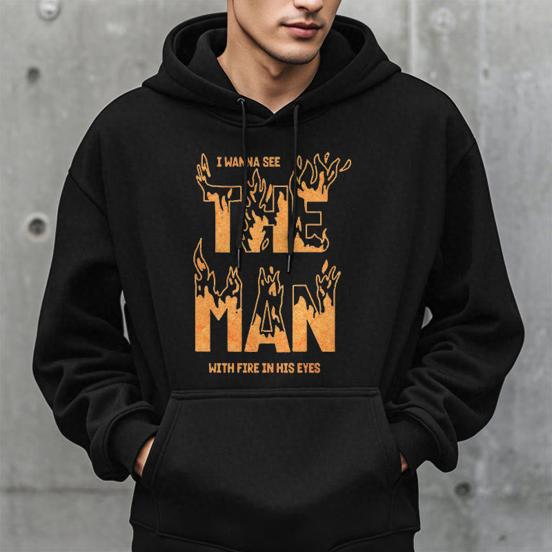 Christianartworkshop Quotation  Style The Man With Fire in His Eyes Fleece Lined Polyester Hoodie - image 7