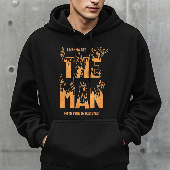 Christianartworkshop Quotation  Style The Man With Fire in His Eyes Fleece Lined Polyester Hoodie - image 7