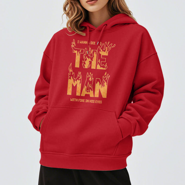 Christianartworkshop Quotation  Style The Man With Fire in His Eyes Fleece Lined Polyester Hoodie - image 19