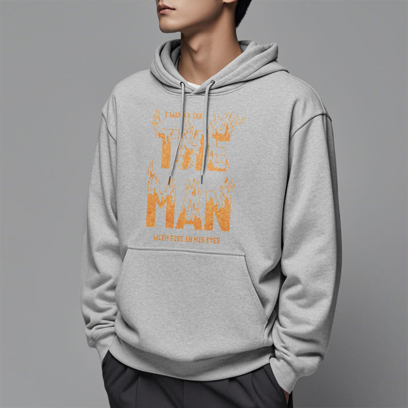 Christianartworkshop Quotation  Style The Man With Fire in His Eyes Fleece Lined Polyester Hoodie - image 17