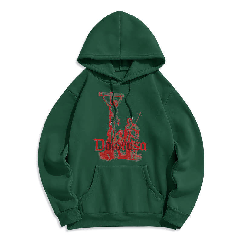 Christianartworkshop Classic Style Dolorosa Crucifix Jesus Sacred Faith Fleece Lined Polyester Hoodie - Green - 2XL - image 12