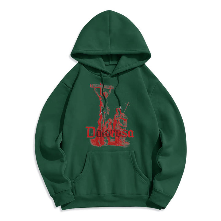 Christianartworkshop Classic Style Dolorosa Crucifix Jesus Sacred Faith Fleece Lined Polyester Hoodie - Green - 2XL - image 12