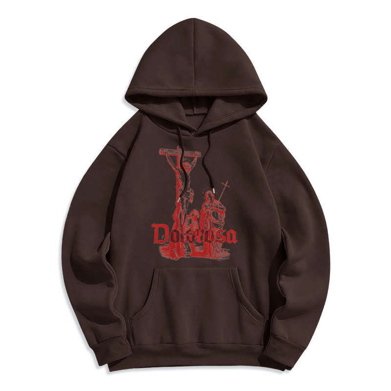 Christianartworkshop Classic Style Dolorosa Crucifix Jesus Sacred Faith Fleece Lined Polyester Hoodie - Brown - 2XL - image 10