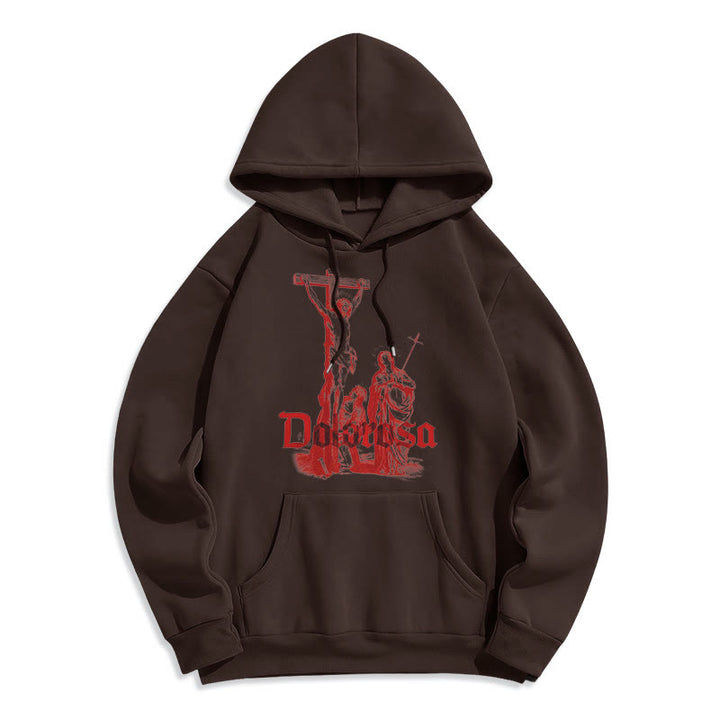 Christianartworkshop Classic Style Dolorosa Crucifix Jesus Sacred Faith Fleece Lined Polyester Hoodie - Brown - 2XL - image 10
