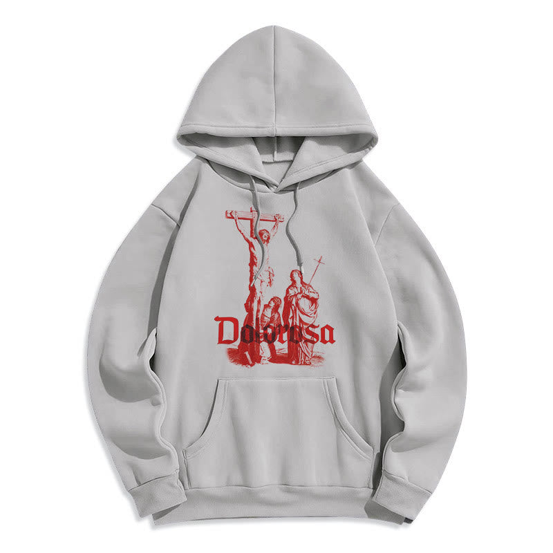 Christianartworkshop Classic Style Dolorosa Crucifix Jesus Sacred Faith Fleece Lined Polyester Hoodie - Grey - 2XL - image 16