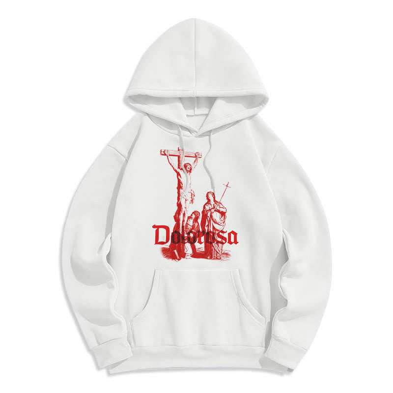 Christianartworkshop Classic Style Dolorosa Crucifix Jesus Sacred Faith Fleece Lined Polyester Hoodie - White - 2XL - image 8