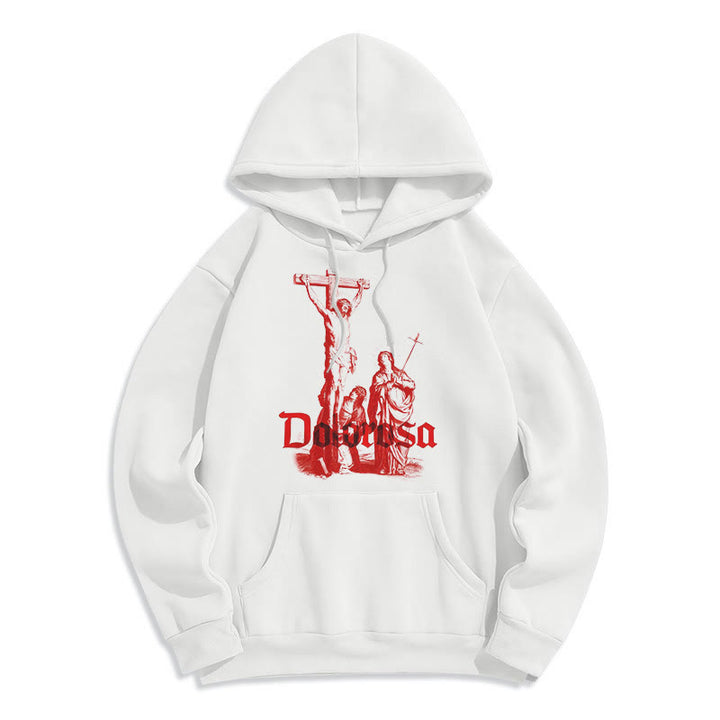 Christianartworkshop Classic Style Dolorosa Crucifix Jesus Sacred Faith Fleece Lined Polyester Hoodie - White - 2XL - image 8