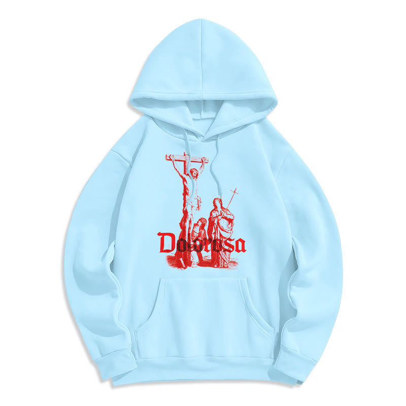 Christianartworkshop Classic Style Dolorosa Crucifix Jesus Sacred Faith Fleece Lined Polyester Hoodie - Blue - 2XL - image 14