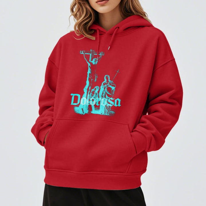 Christianartworkshop Classic Style Dolorosa Crucifix Jesus Sacred Faith Fleece Lined Polyester Hoodie - image 19