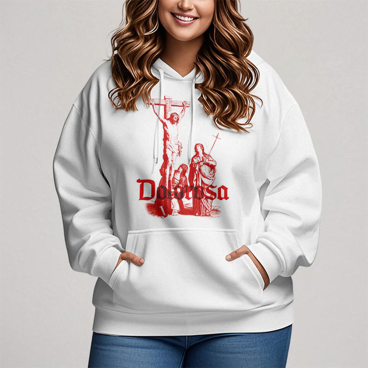 Christianartworkshop Classic Style Dolorosa Crucifix Jesus Sacred Faith Fleece Lined Polyester Hoodie - image 9