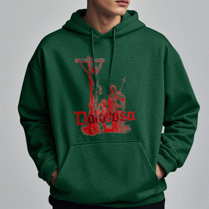 Christianartworkshop Classic Style Dolorosa Crucifix Jesus Sacred Faith Fleece Lined Polyester Hoodie - image 13