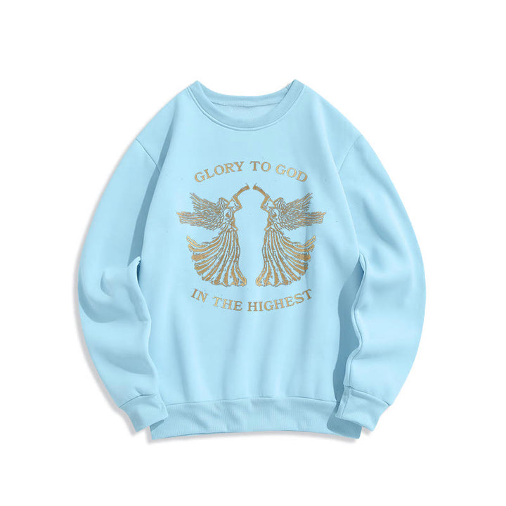 Christianartworkshop Classic Style Glory To God In The Highest Angel Fleece Lined Polyester Sweatshirt - Blue - 2XL - image 14