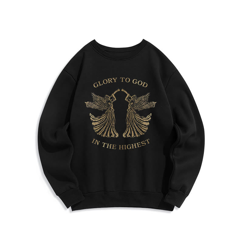 Christianartworkshop Classic Style Glory To God In The Highest Angel Fleece Lined Polyester Sweatshirt - Black - 2XL - image 6