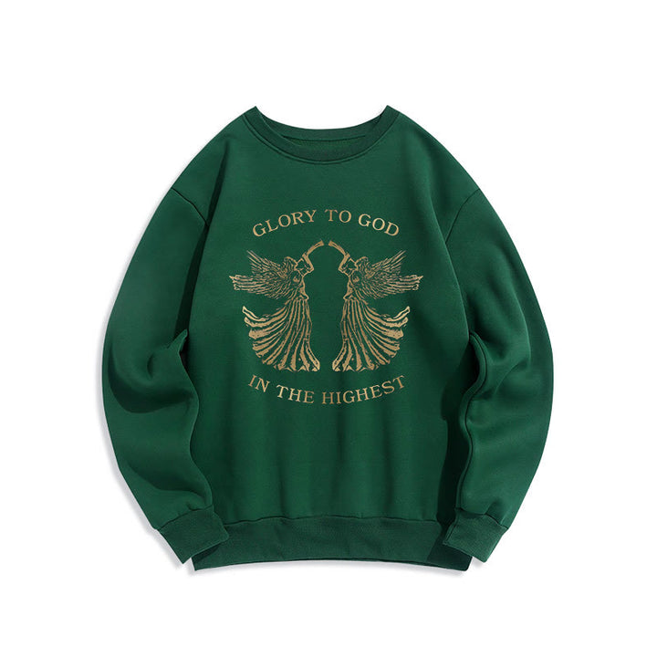 Christianartworkshop Classic Style Glory To God In The Highest Angel Fleece Lined Polyester Sweatshirt - Green - 2XL - image 12