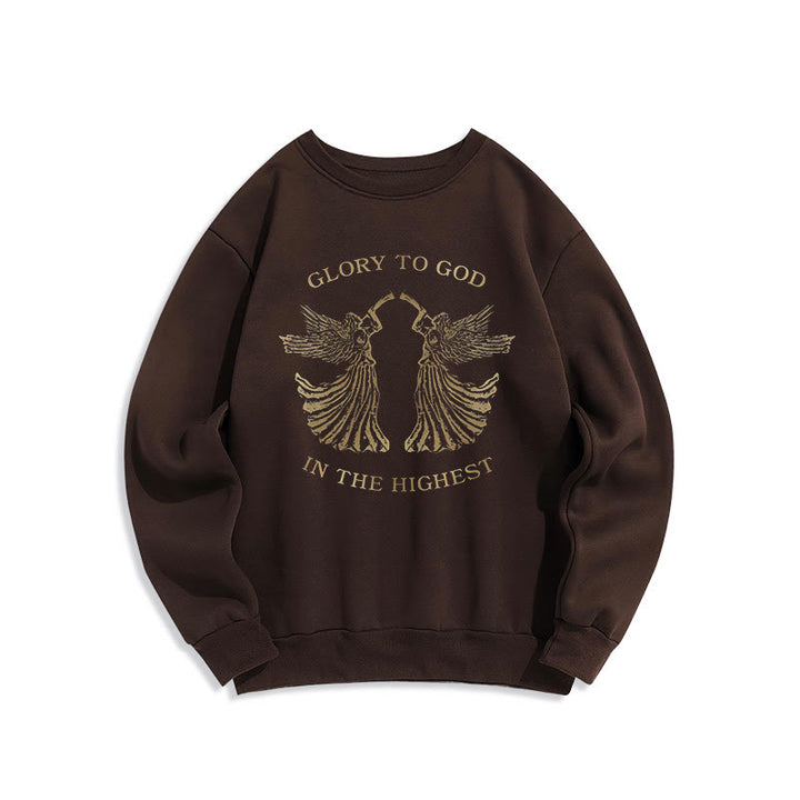 Christianartworkshop Classic Style Glory To God In The Highest Angel Fleece Lined Polyester Sweatshirt - Brown - 2XL - image 10