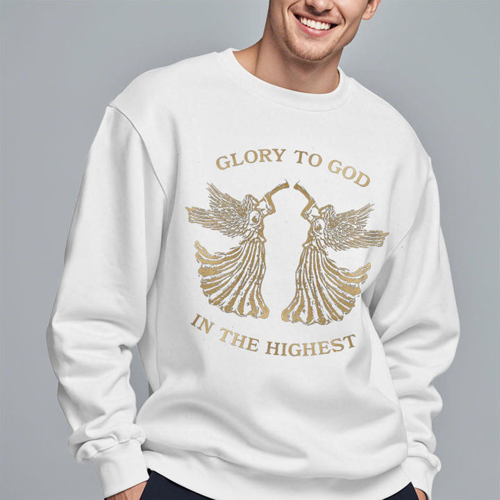 Christianartworkshop Classic Style Glory To God In The Highest Angel Fleece Lined Polyester Sweatshirt - image 5