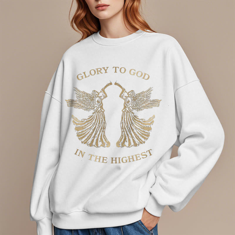 Christianartworkshop Classic Style Glory To God In The Highest Angel Fleece Lined Polyester Sweatshirt - image 4