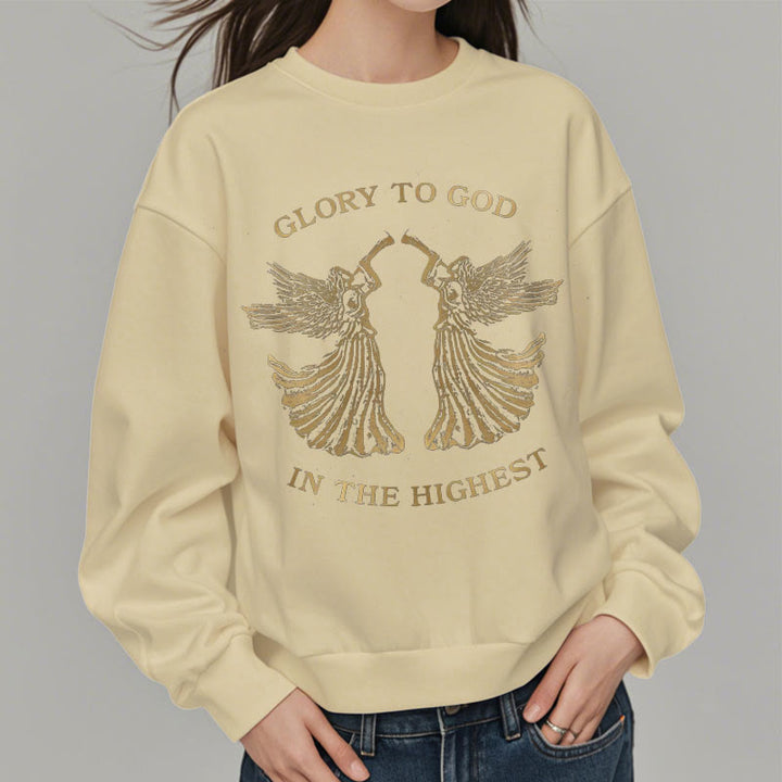 Christianartworkshop Classic Style Glory To God In The Highest Angel Fleece Lined Polyester Sweatshirt - image 9