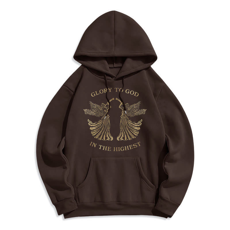 Christianartworkshop Classic Style Glory To God In The Highest Angel Fleece Lined Polyester Hoodie - Brown - 2XL - image 12