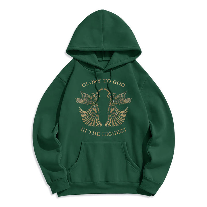 Christianartworkshop Classic Style Glory To God In The Highest Angel Fleece Lined Polyester Hoodie - Green - 2XL - image 14