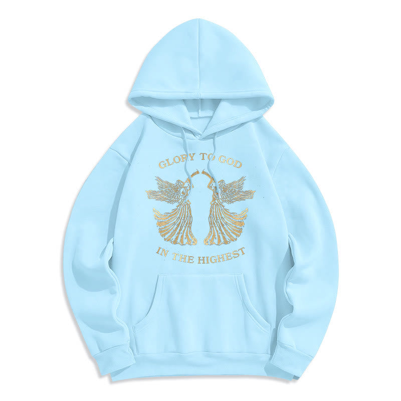 Christianartworkshop Classic Style Glory To God In The Highest Angel Fleece Lined Polyester Hoodie - Blue - 2XL - image 0