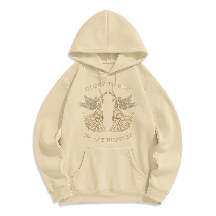 Christianartworkshop Classic Style Glory To God In The Highest Angel Fleece Lined Polyester Hoodie - Beige - 2XL - image 10