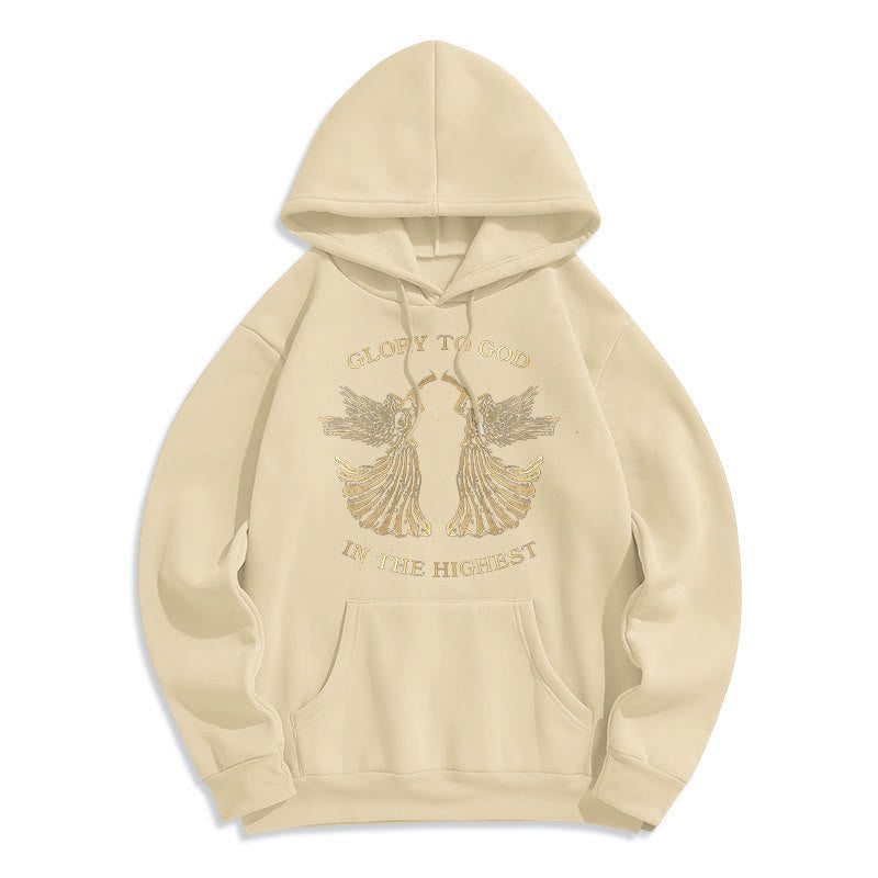 Christianartworkshop Classic Style Glory To God In The Highest Angel Fleece Lined Polyester Hoodie - Beige - 2XL - image 10