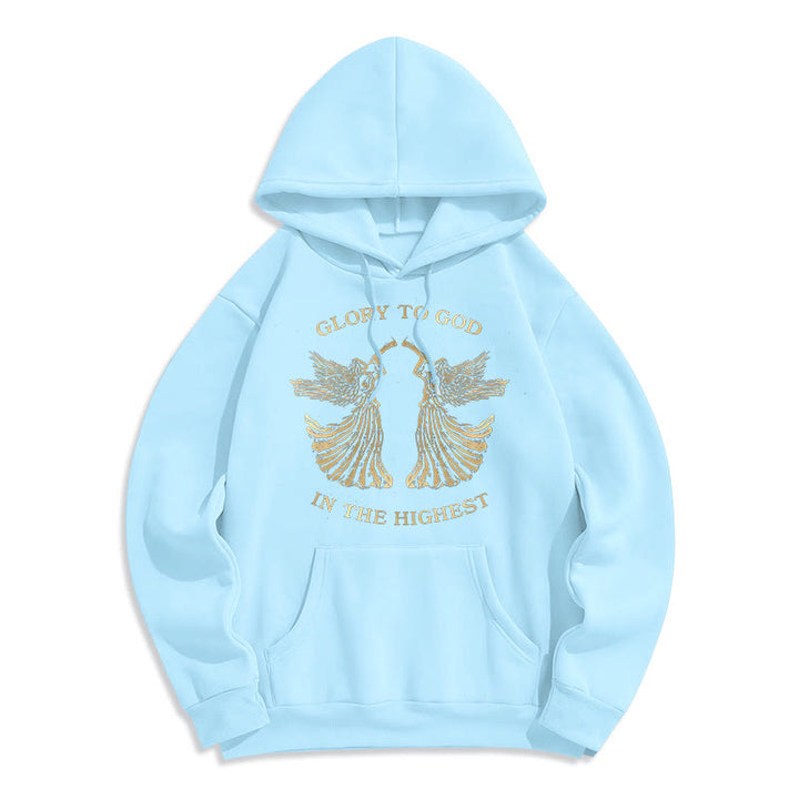 Christianartworkshop Classic Style Glory To God In The Highest Angel Fleece Lined Polyester Hoodie - Blue - 2XL - image 0