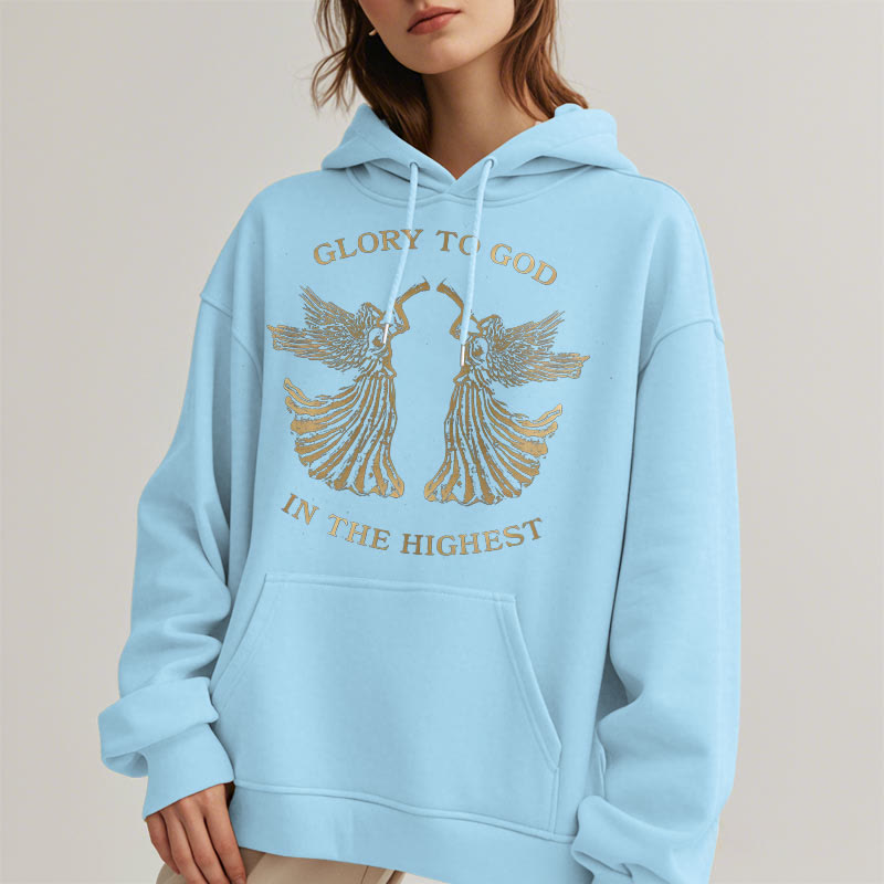 Christianartworkshop Classic Style Glory To God In The Highest Angel Fleece Lined Polyester Hoodie - image 4