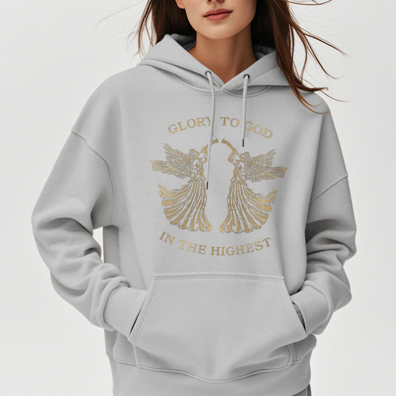 Christianartworkshop Classic Style Glory To God In The Highest Angel Fleece Lined Polyester Hoodie - image 17