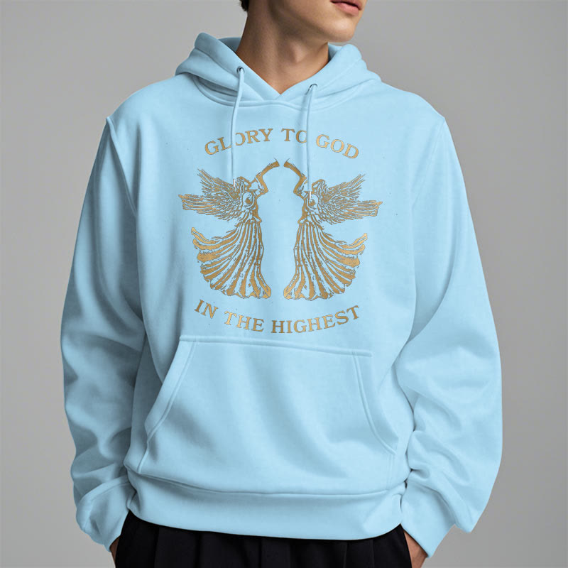 Christianartworkshop Classic Style Glory To God In The Highest Angel Fleece Lined Polyester Hoodie - image 5