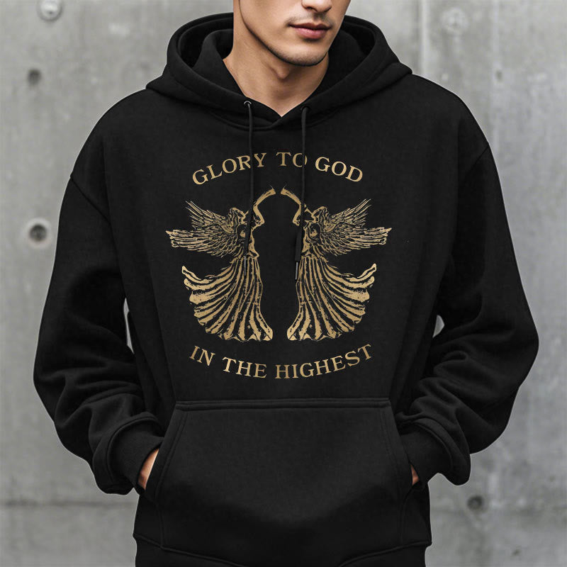 Christianartworkshop Classic Style Glory To God In The Highest Angel Fleece Lined Polyester Hoodie - image 7