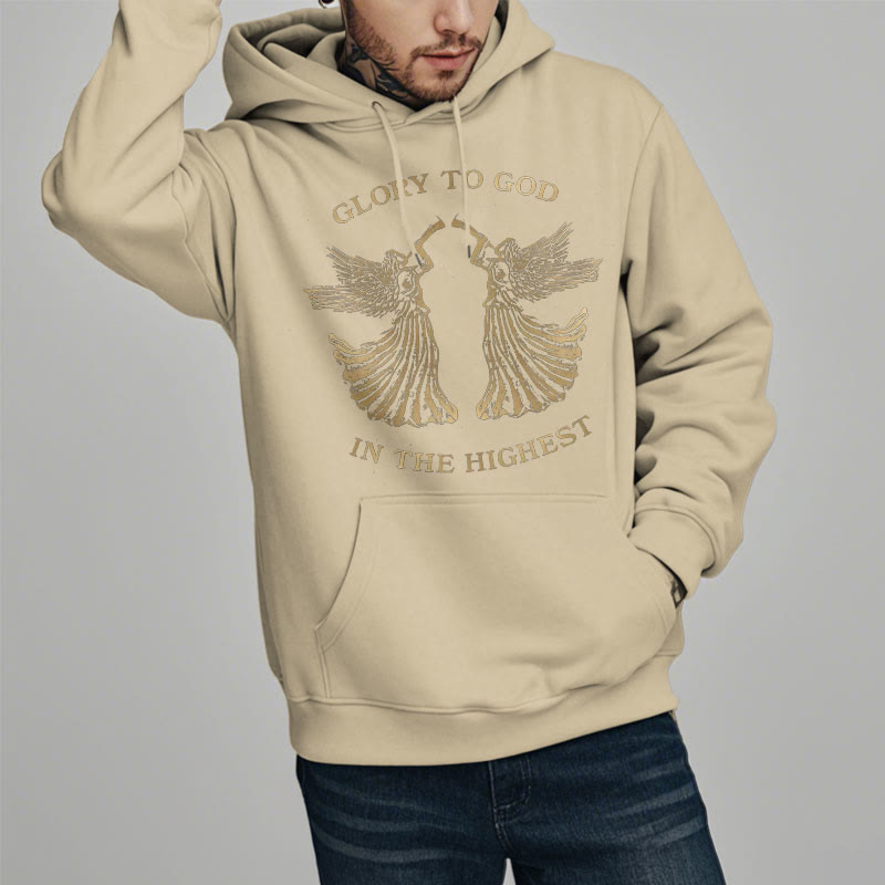 Christianartworkshop Classic Style Glory To God In The Highest Angel Fleece Lined Polyester Hoodie - image 11