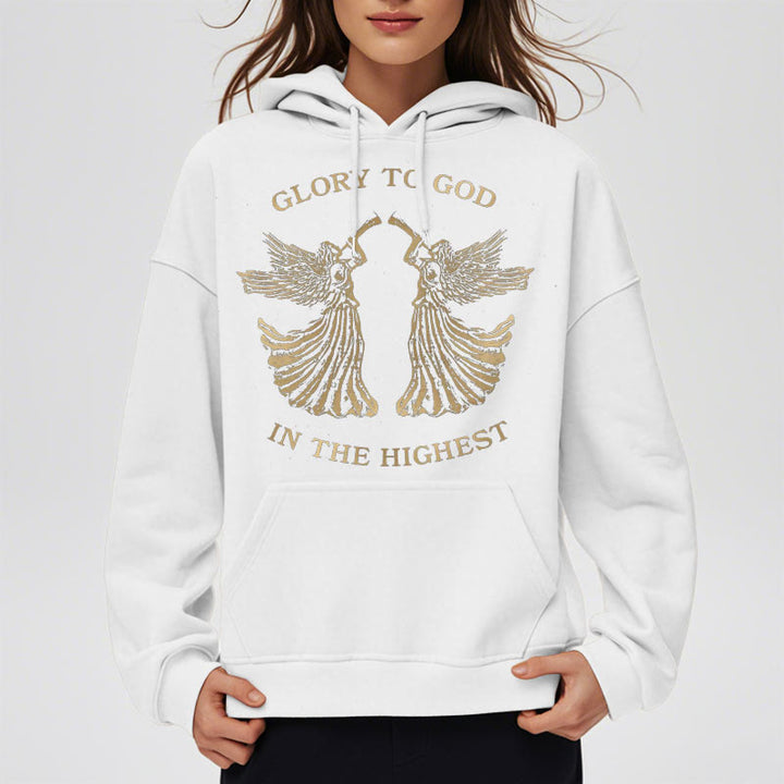 Christianartworkshop Classic Style Glory To God In The Highest Angel Fleece Lined Polyester Hoodie - image 9