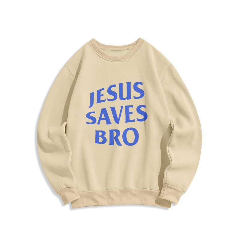 Christianartworkshop Quotation Style Jesus Saves Bro Proud Faith Fleece Lined Polyester Sweatshirt - Beige - 2XL - image 10