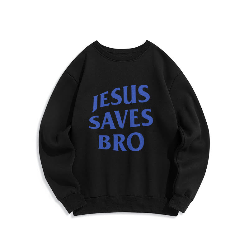 Christianartworkshop Quotation Style Jesus Saves Bro Proud Faith Fleece Lined Polyester Sweatshirt - Black - 2XL - image 6