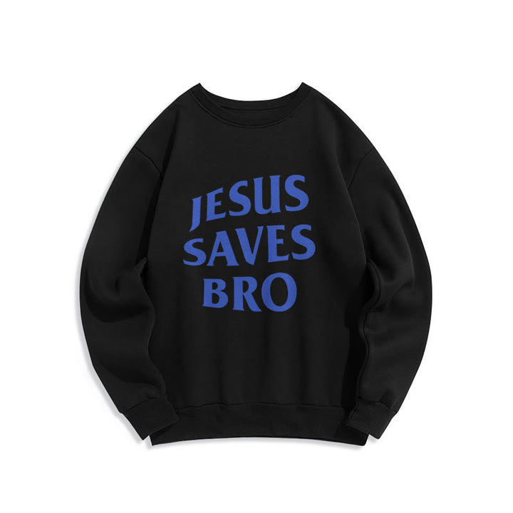 Christianartworkshop Quotation Style Jesus Saves Bro Proud Faith Fleece Lined Polyester Sweatshirt - Black - 2XL - image 6