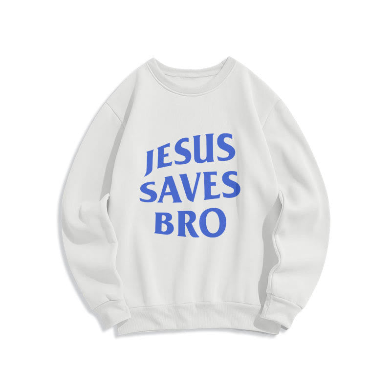 Christianartworkshop Quotation Style Jesus Saves Bro Proud Faith Fleece Lined Polyester Sweatshirt - White - 2XL - image 8