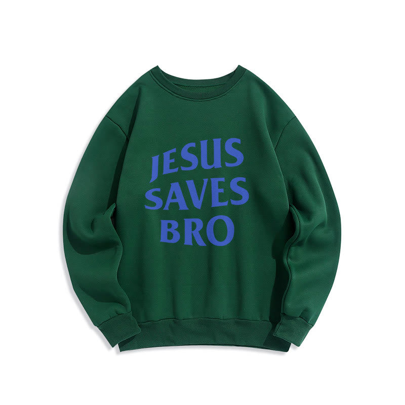 Christianartworkshop Quotation Style Jesus Saves Bro Proud Faith Fleece Lined Polyester Sweatshirt - Green - 2XL - image 12