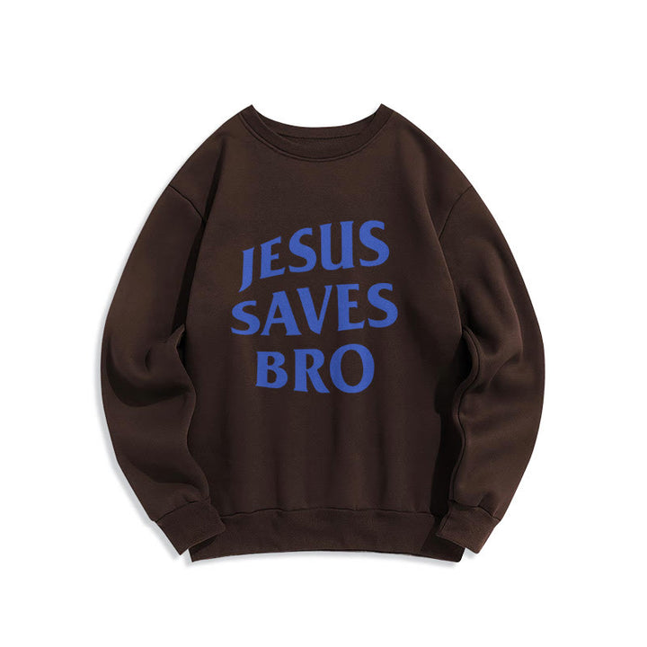 Christianartworkshop Quotation Style Jesus Saves Bro Proud Faith Fleece Lined Polyester Sweatshirt - Brown - 2XL - image 0