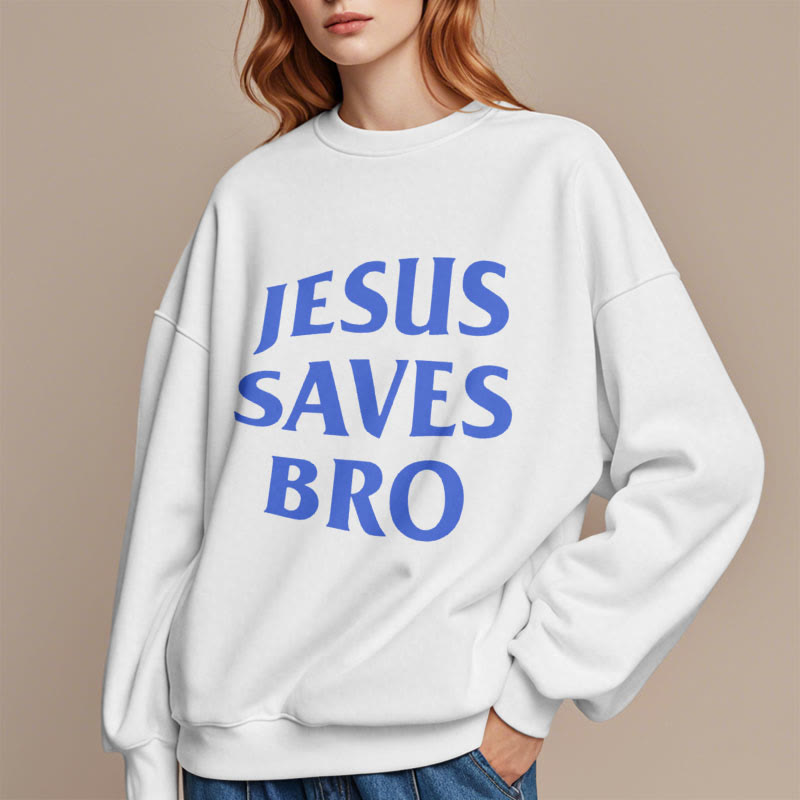 Christianartworkshop Quotation Style Jesus Saves Bro Proud Faith Fleece Lined Polyester Sweatshirt - image 9