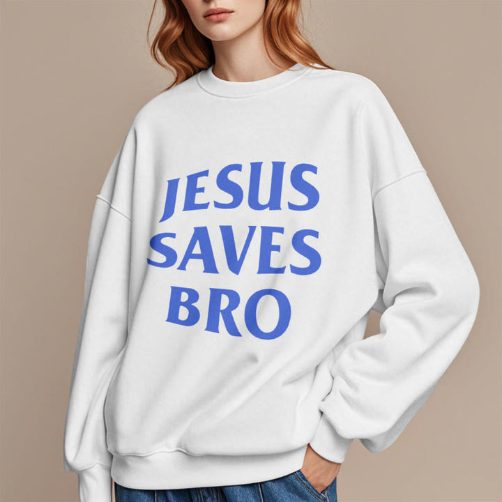 Christianartworkshop Quotation Style Jesus Saves Bro Proud Faith Fleece Lined Polyester Sweatshirt - image 9